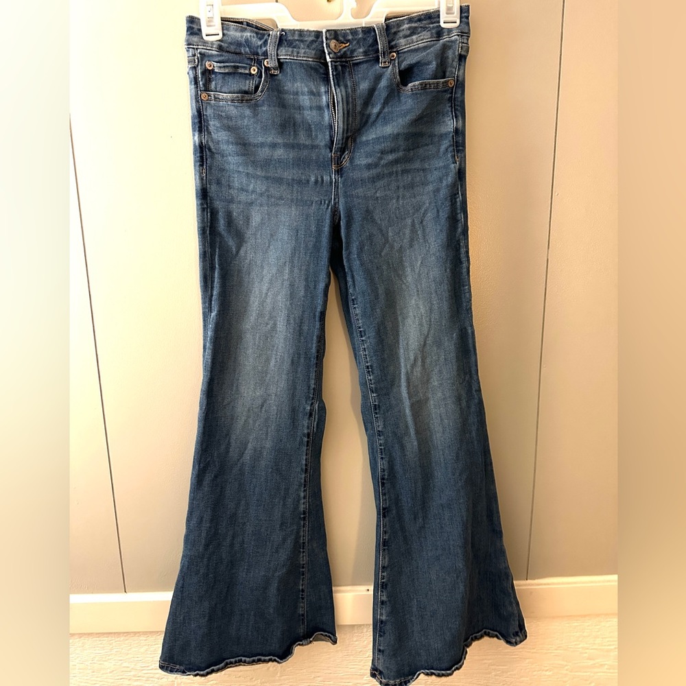 American Eagle Women's Jeans Festival Flare Size 10 Reg Blue Denim Strech